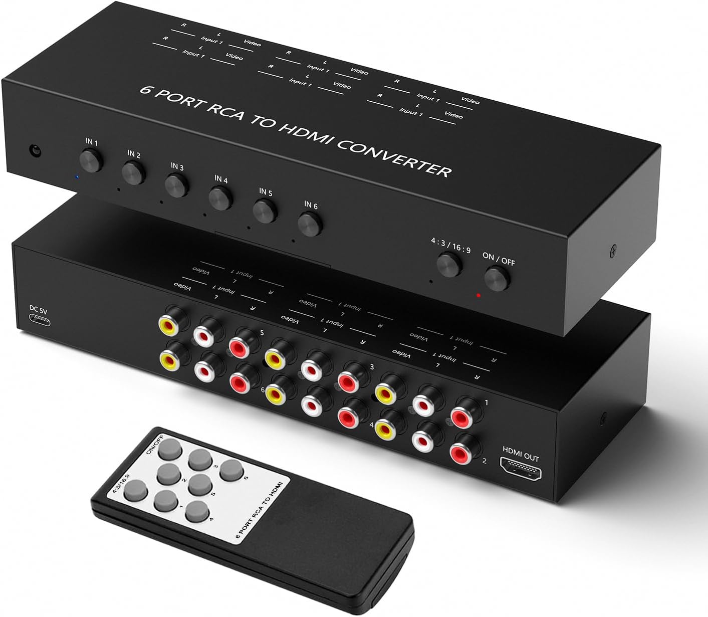 4Port AV to HDMI Converter, 4Port AV to HDMI Switcher with IR Remote