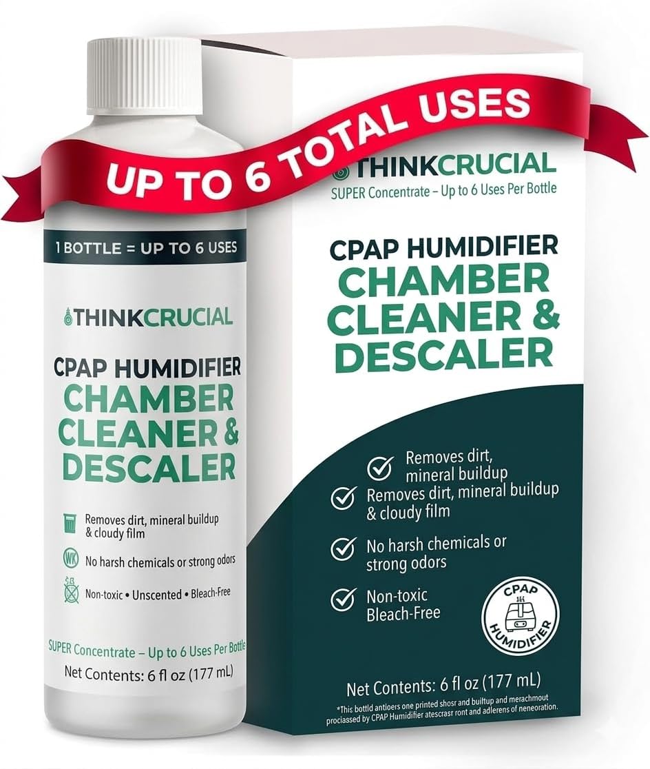 Think Crucial 6x Uses CPAP Cleaner & Descaler for Humidifier Chambers – Super Concentrated Cleaning Descaling Solution for CPAP Water Tanks –