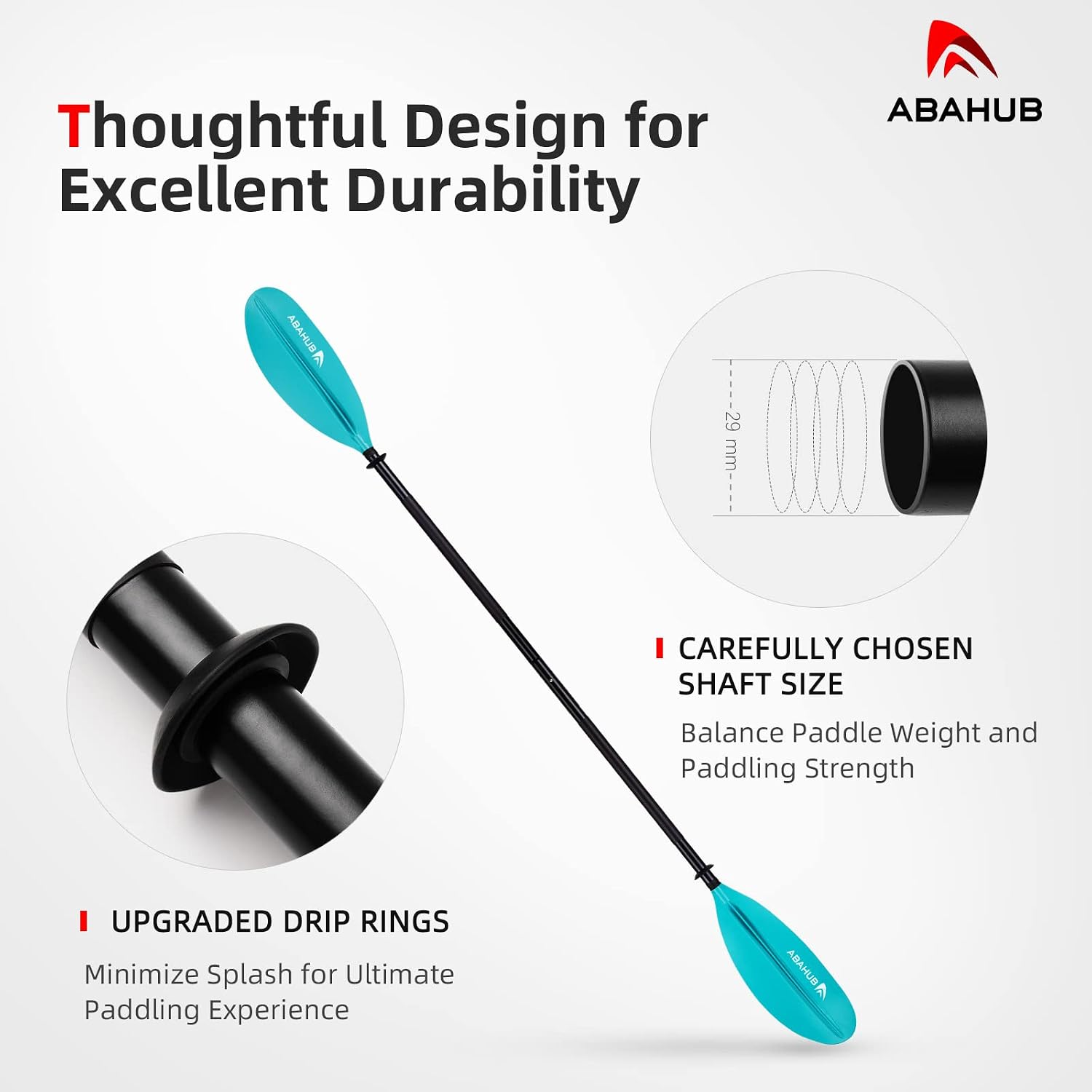 Abahub Kayak Paddle with Free Leash 220-240cm Kayaking Oars