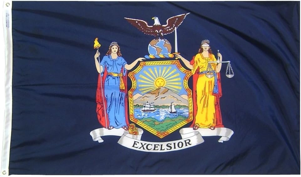 Annin Flagmakers New York State Flag USA-Made to Official State Design Specifications, 3 x 5 Feet (Model 143860) | USA-Made to Official State Design Specifications