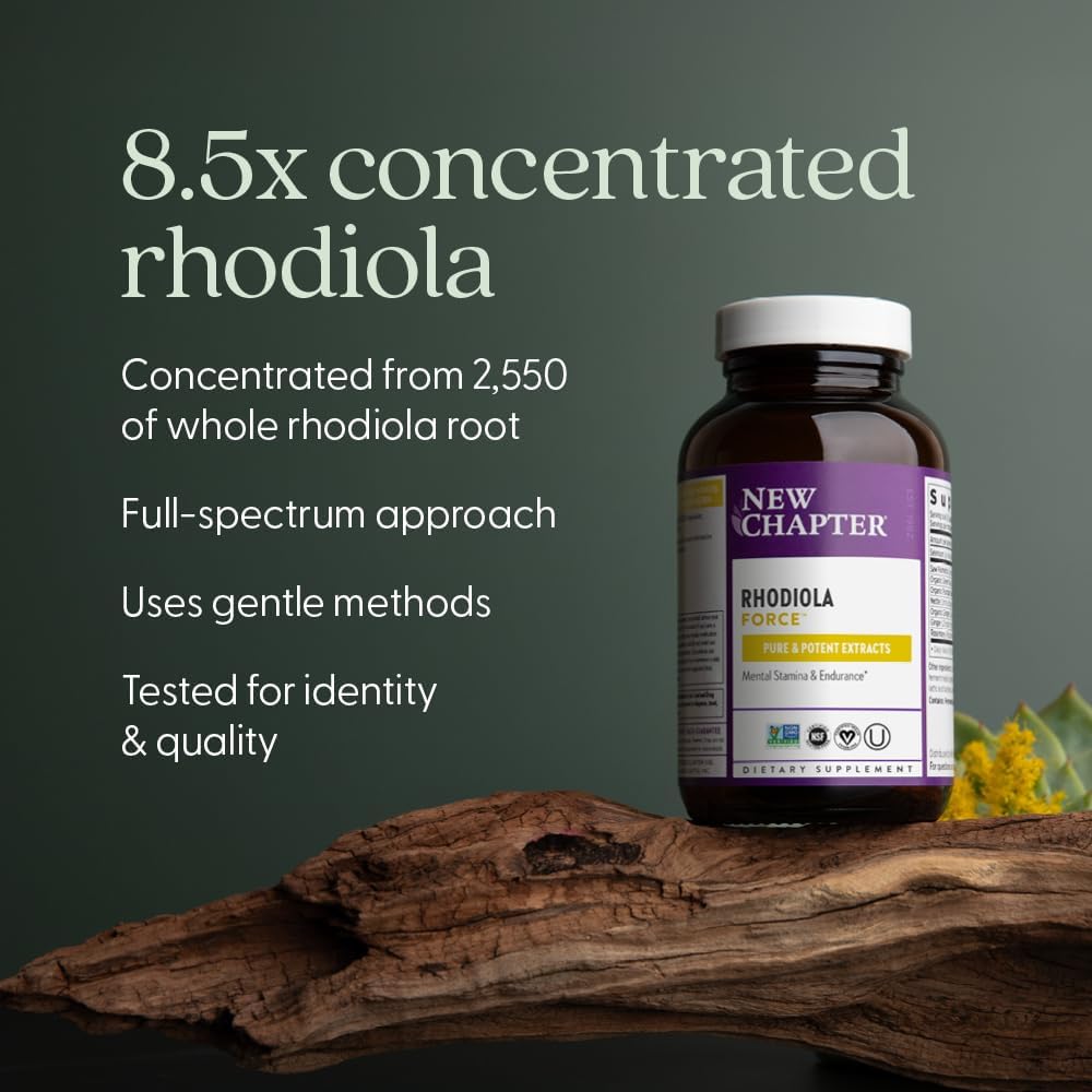 New Chapter Rhodiola Force 300mg with Potent Vegan Rhodiola for Mental Focus & Stamina