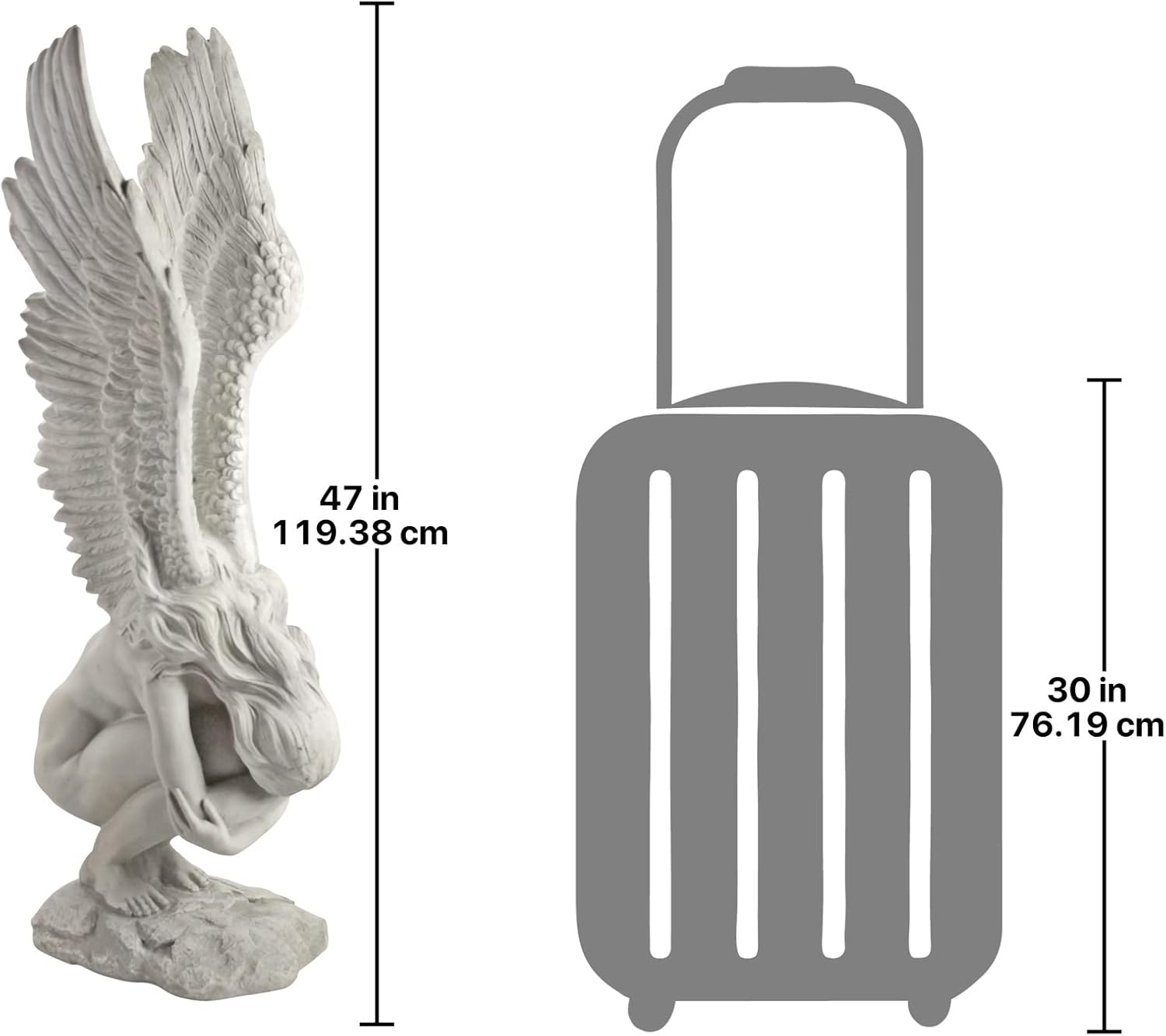 Design Toscano Remembrance and Redemption Angel Religious Indoor/Outdoor Garden Statue, From Base to Top of the Wings Nearly 3 feet tall! Tall, Cast Stone Resin, Antique Stone Finish