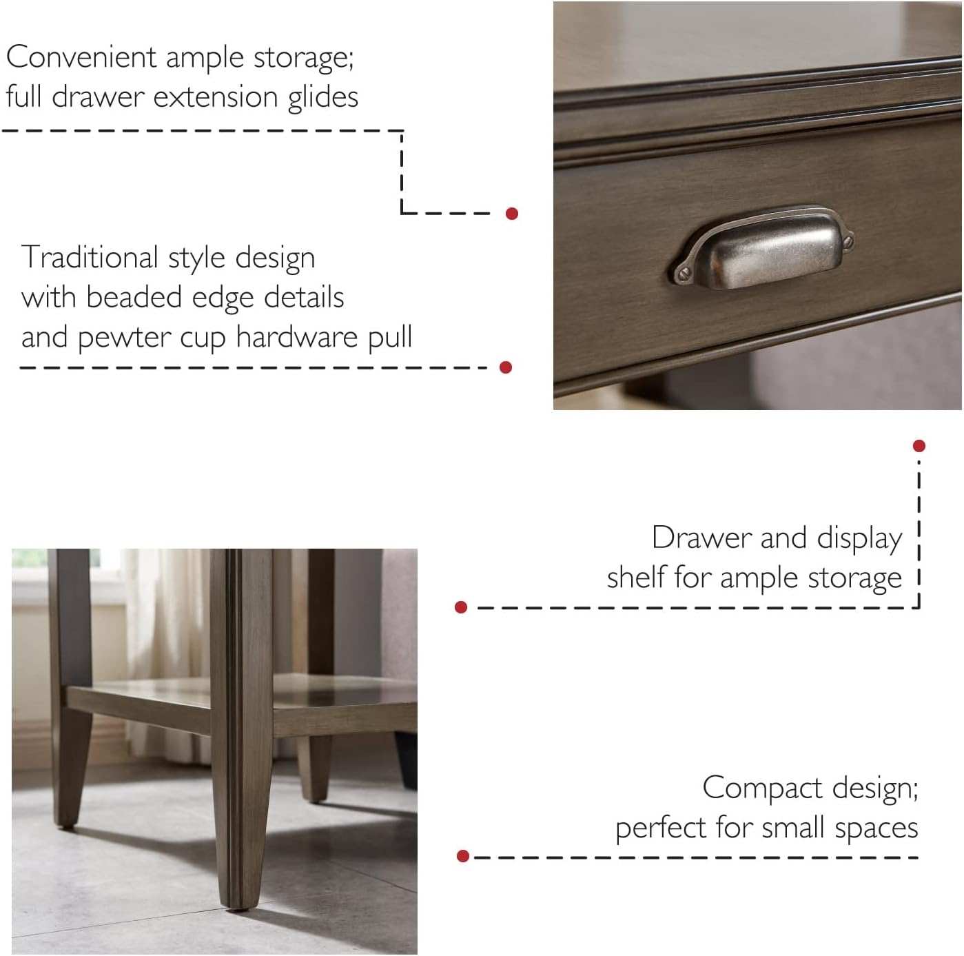 Leick Home Shield Wedge End Table, 21", Glazed Auburn