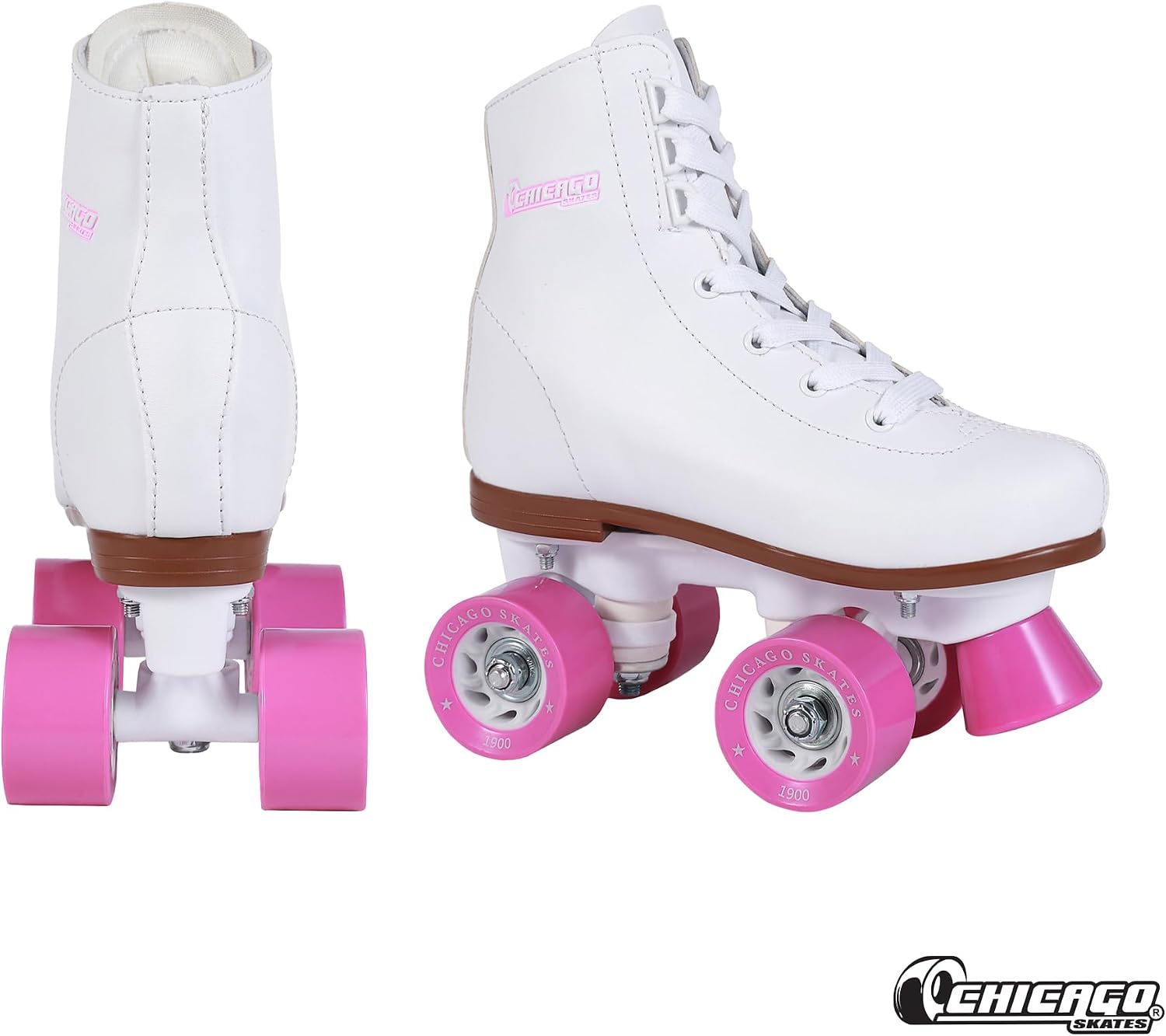 Chicago Rink Roller Skates for Girls & Boys – Durable Top Performance Indoor/Outdoor Use Skate Shoes with Padded Ankle Collar, Lace-Up & Velcro Strap – 54mm Urethane Wheels, Semi-Precision Bearings