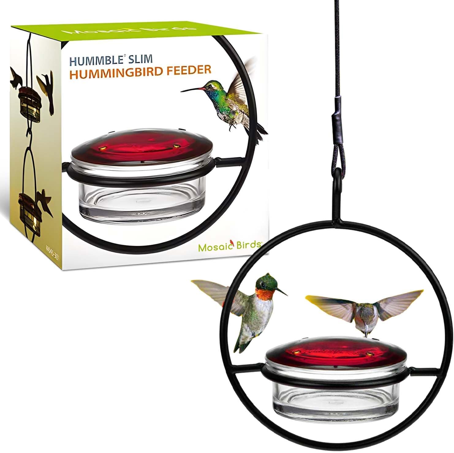 Mosaic Birds Hummble Slim Hummingbird Feeder, M045-301, 3.4 Ounce Capacity, Clear, 1 Piece