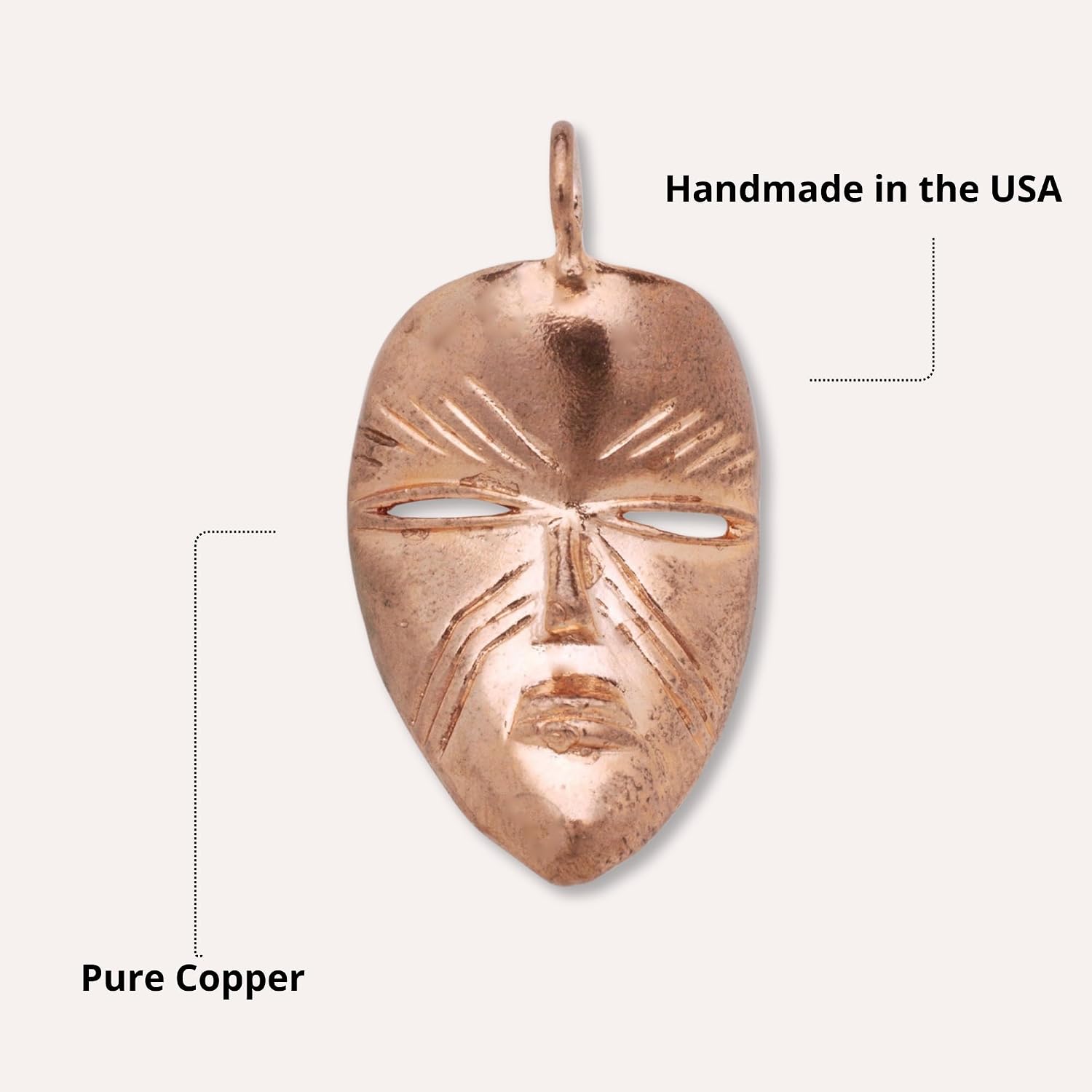 Better Jewelry, Real Pure Copper African Tribal Mask Pendant, Charm