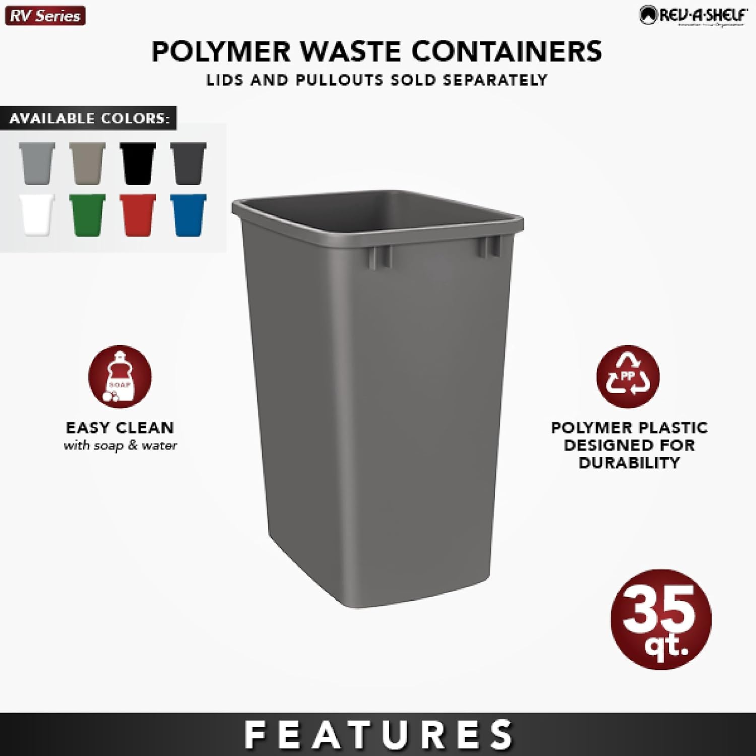 Rev-A-Shelf 35 qt. Polymer Replacement Waste Container (Champagne)
