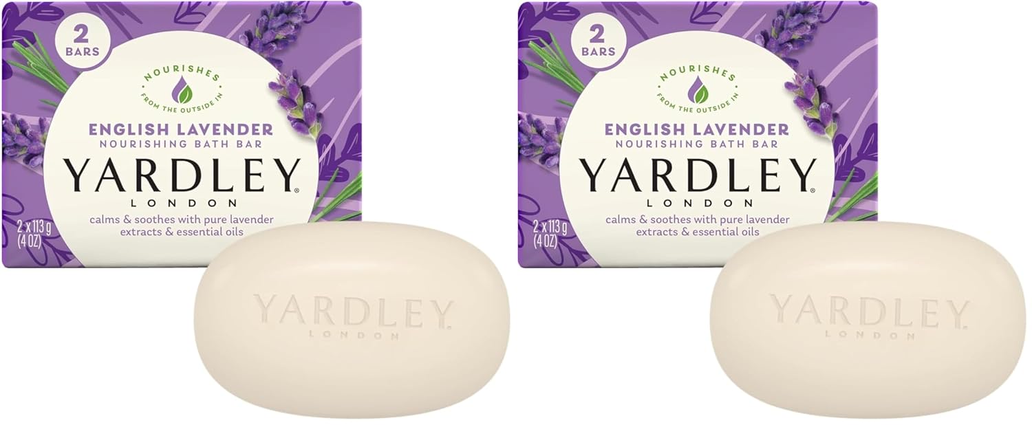 Yardley London Nourishing Bath Soap Bar Aloe & Avocado, Conditions Skin with Creamy Avocado & Olive Extracts, 4.0 oz Bath Bar, 1 Soap Bar