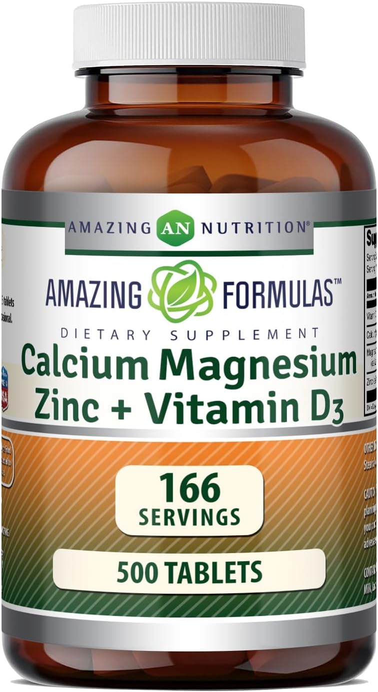 Amazing Formulas Calcium Magnesium Zinc D3-300 Tablets Per Bottle Supplement (Calcium 1000mg - Magnesium 400mg - Zinc 25mg Plus Vitamin D3 600 IU - Per Serving of 3 Tablets)
