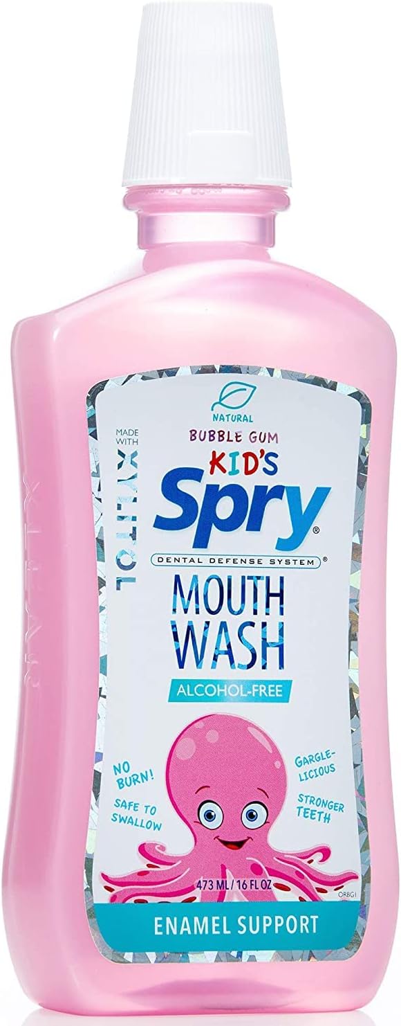Spry Natural Xylitol Oral Rinse Mouthwash, Spearmint - 16 fl oz (Pack of 1) | Natural, Fluoride Free, Enamel Support, Low Alcohol, Gentle for Sensitive Mouth and Gum, Non-GMO, No Burn