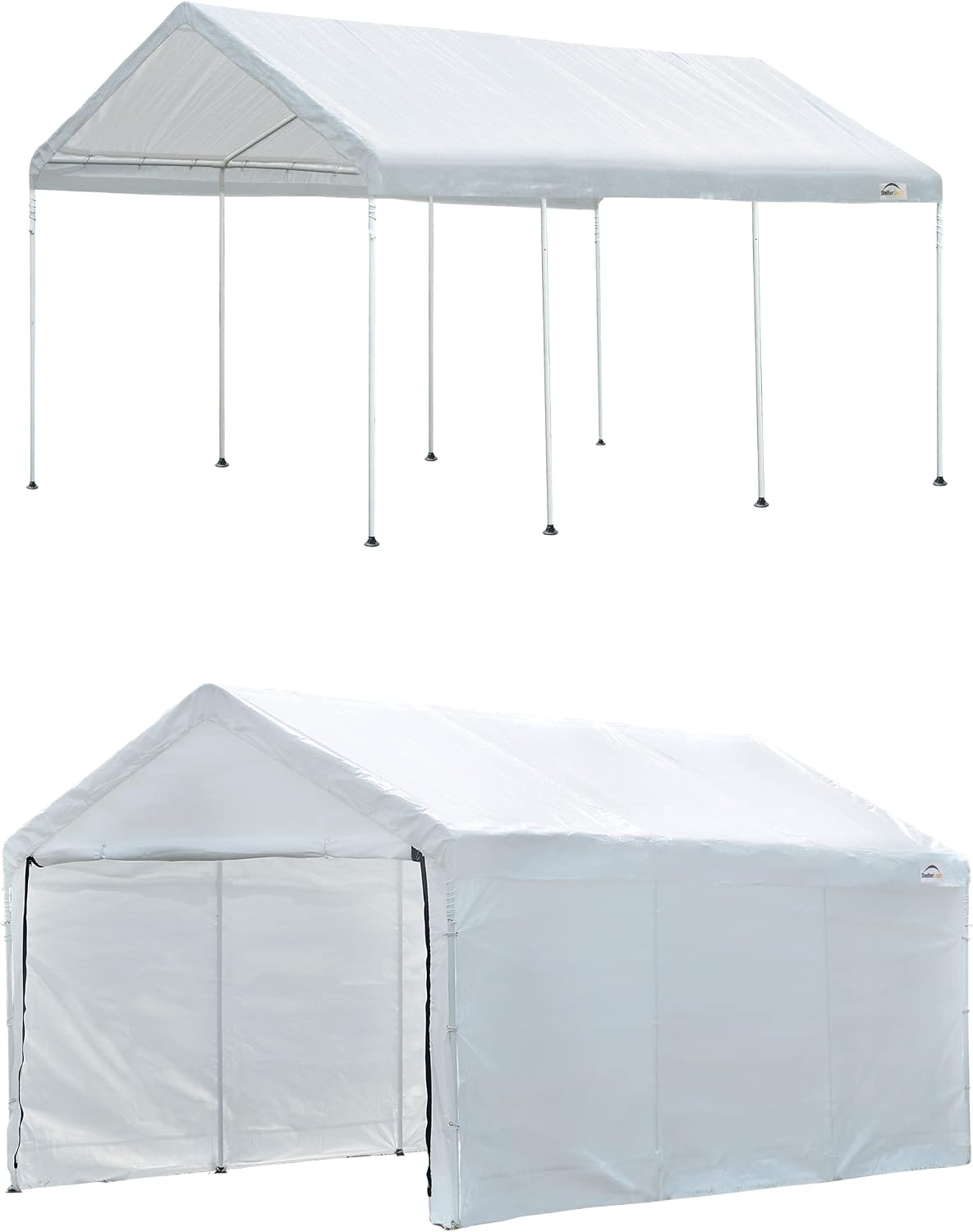 ShelterLogic 10' x 10' MaxAP Canopy Series Compact Outdoor Easy to Assemble Steel Metal Frame Canopy with 50+ UPF Sun Protection and Waterproof Cover, White, 23521