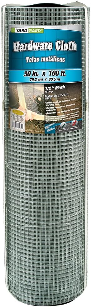YARDGARD 1/2 Inch Mesh Welded Wire Fence, Hardware Cloth, 19 Gauge Galvanized Steel For Garden Protection, Cage Fencing, Chicken and Rabbit Barriers, and Crafts, 36 Inches x 5 Feet