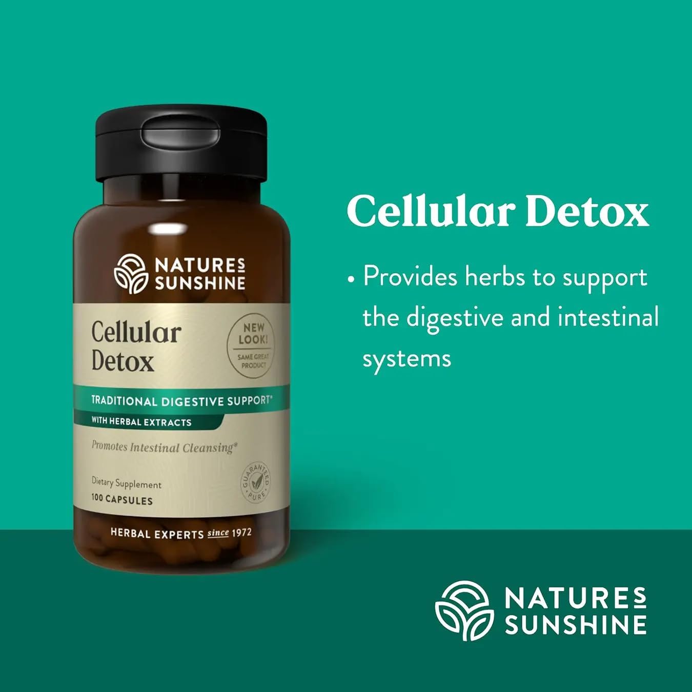 Nature's Sunshine Cellular Detox, 100 Capsules, Kosher | Natural Digestive System Supplement That Helps Facilitate Bowel Movement with Herbs