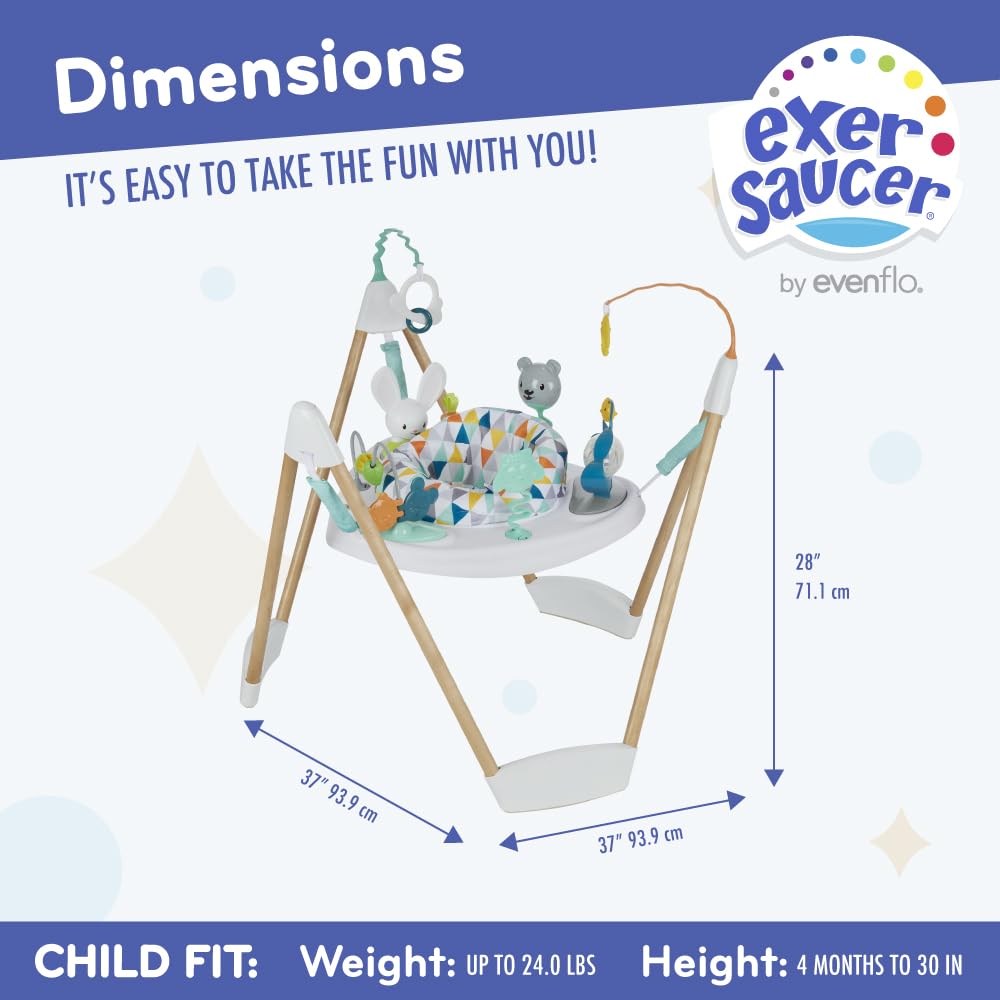 Evenflo Exersaucer Wood Frame Jumper, Woodland Wonder