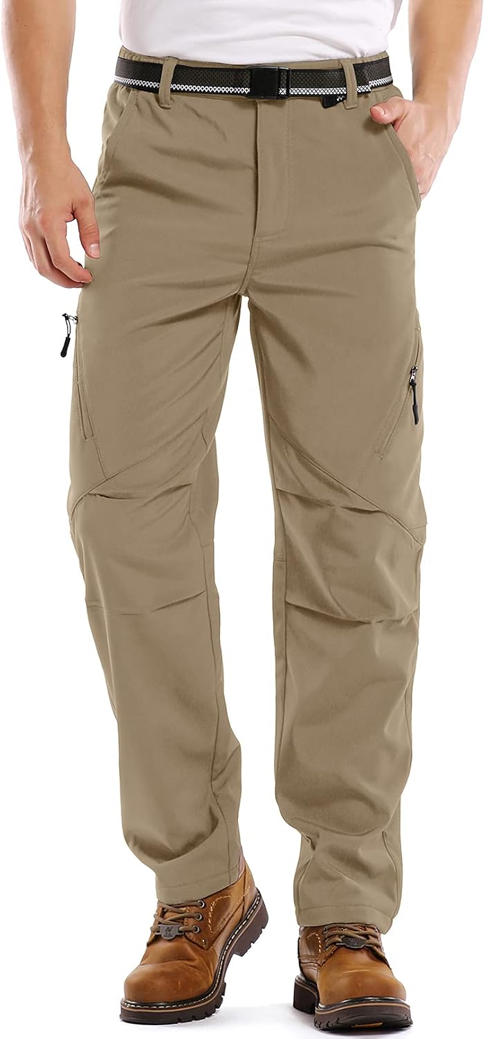 Men's Waterproof Pants Fleece Lined Insulated Winter Hiking Ski Snow Pants