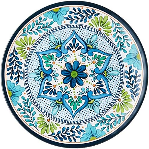 Talavera Melamine 12-Piece Dinnerware Set – Multicolored Plates and Bowls for 4, Spanish Tile-Inspired, Durable, Lightweight, Shatterproof