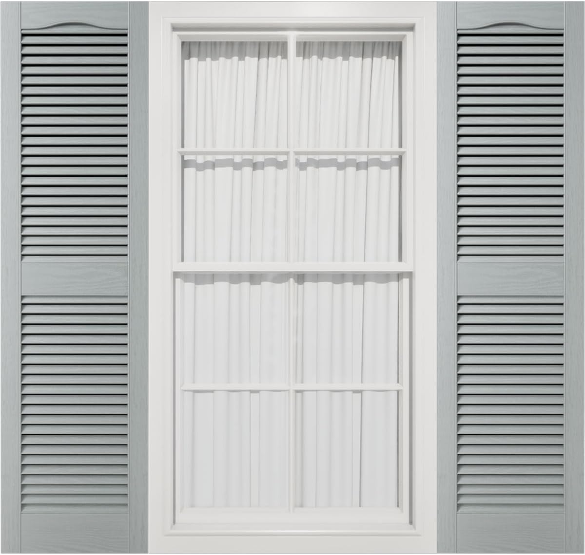 Mid America 00011455002 Standard Size Cathedral Top Center Mullion, Open Louver Vinyl Shutter, w/Installation Shutter-Lok's & Matching Screws (Per Pair), 002, 14 1/2"W x 55"H, Black