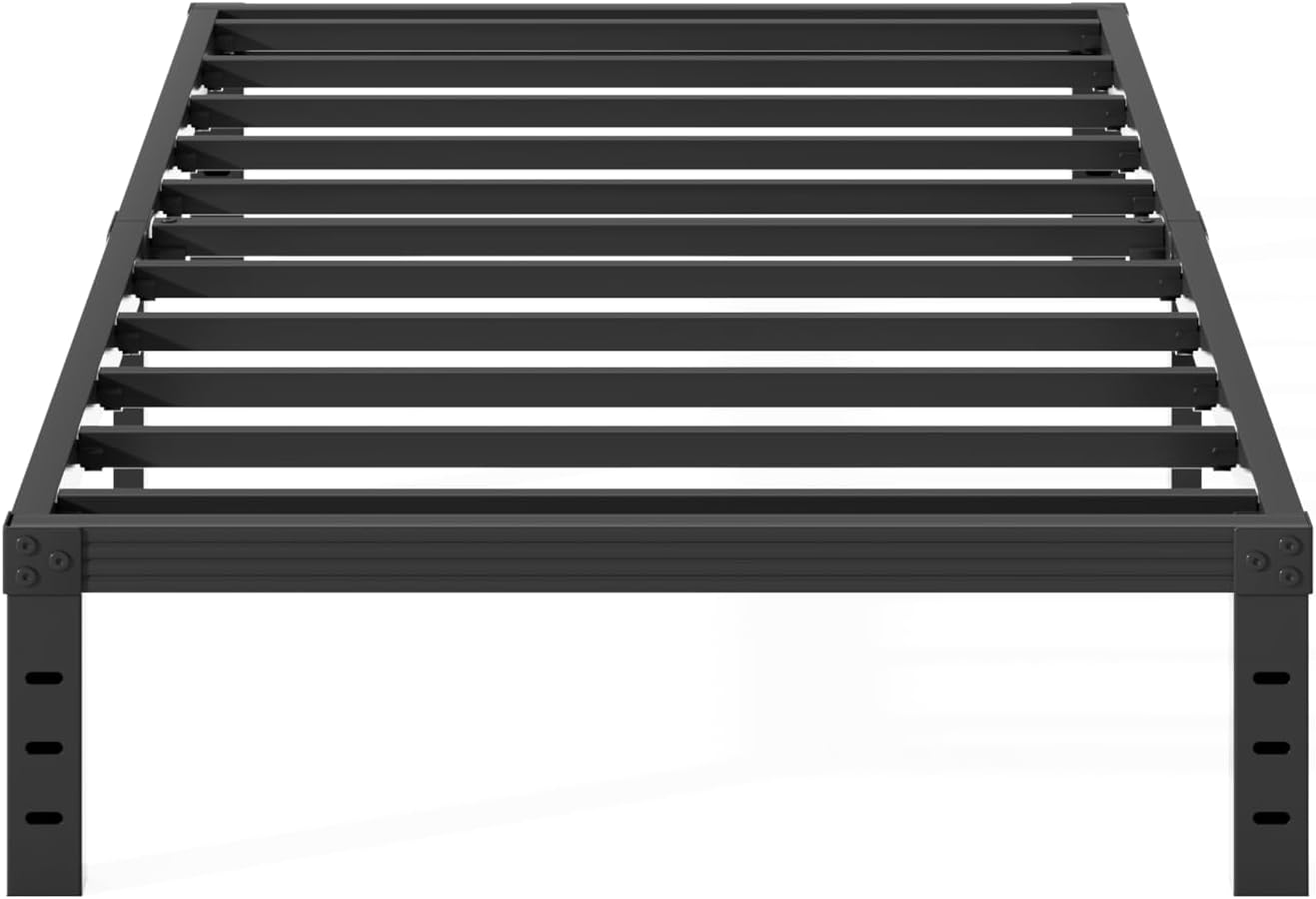 Heavy Duty Platform 14 Inch Full Bed Frame with Storage, Black