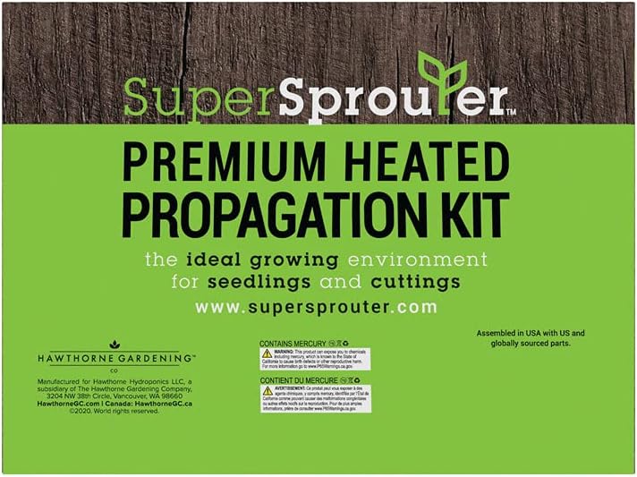 Super Sprouter Premium Heated Propagation Kit for Starting Seeds or Cuttings, Includes Heat Mat, Tray, Grow Light, and More