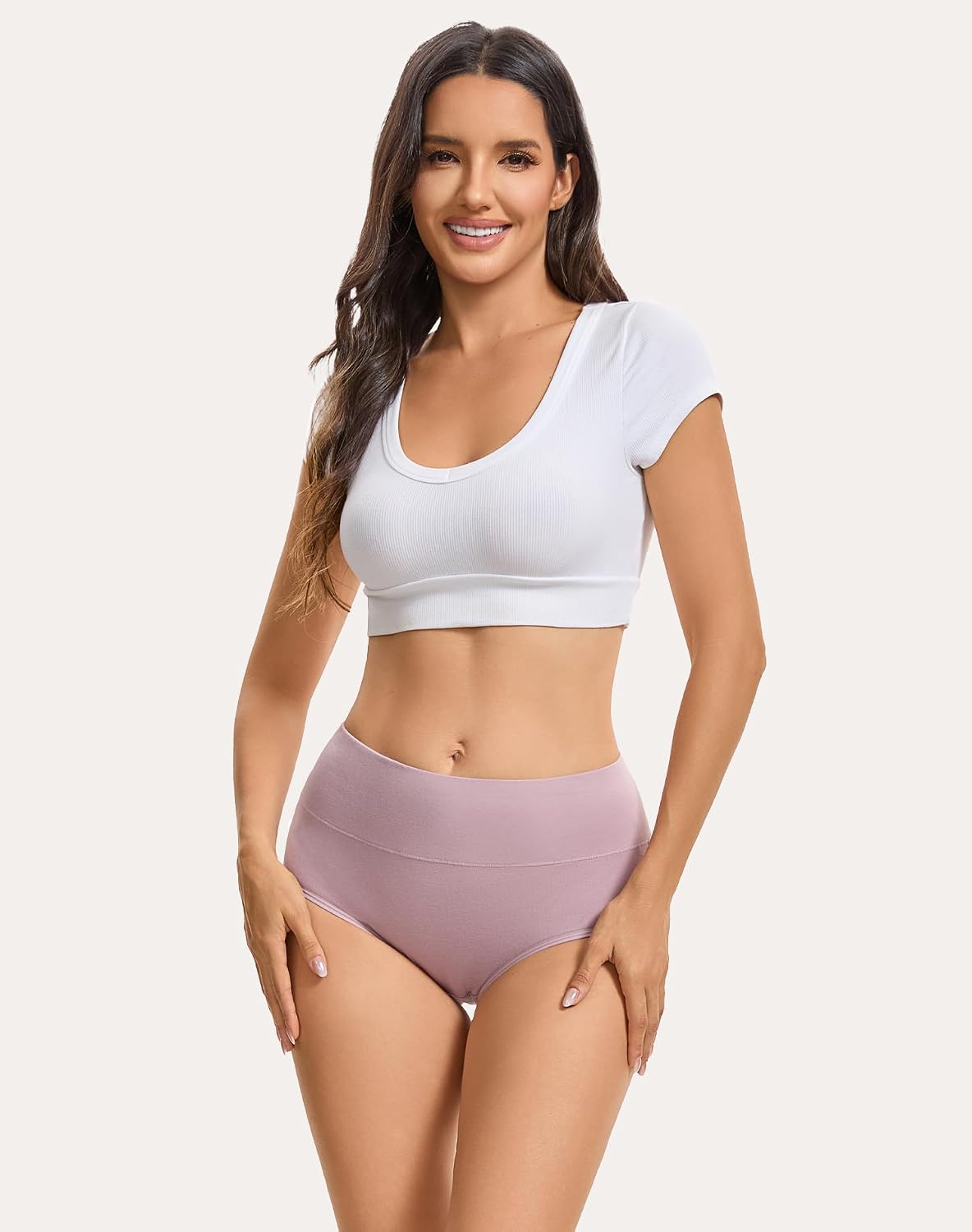 INNERSY Women's High Waisted Underwear Cotton Panties Regular & Plus Size 5-Pack