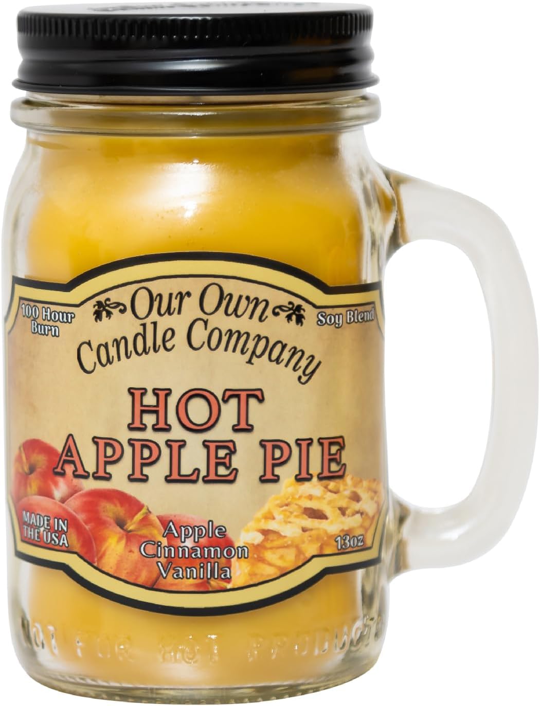 Balsam Pine Scented Mason Jar Candle, Our Own Candle Company, 13 oz | Clean, fresh Balsam-pine-tree scent; soy blend wax; lead-free wick with patented straightener; long lasting