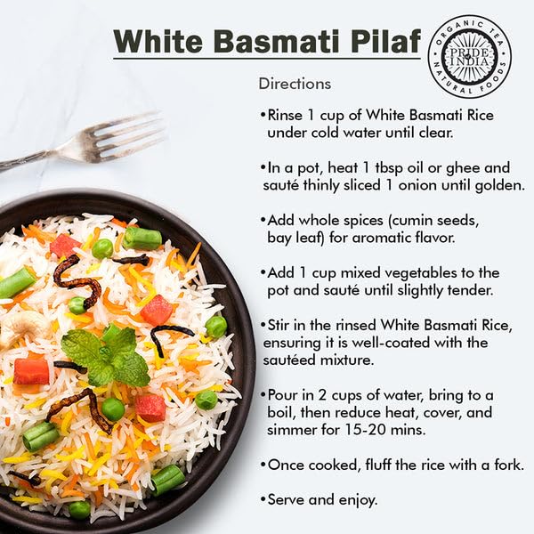 Pride Of India - Extra Long Indian Basmati Rice - Naturally Aged Aromatic Grain, 1.5 Pound Jar