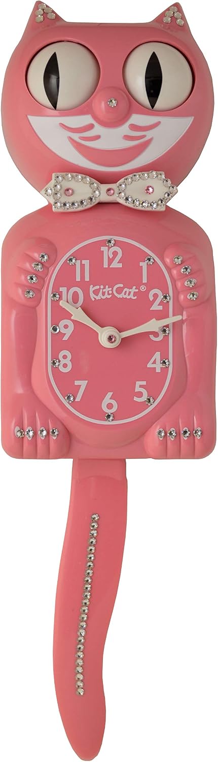 Kit Cat Klock Limited Pink Pink Crystals Jeweled Clock
