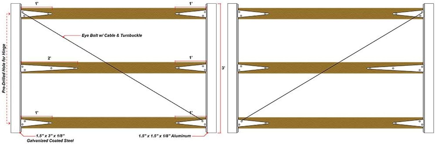 3 Rail Gate Frame Kit (Single Gate from Kit: Up to 10ft in Width)