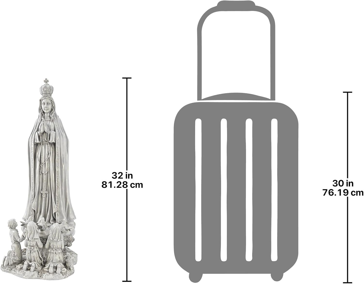 Design Toscano Our Lady of Fatima Indoor/Outdoor Religious Garden Statue, Large, 12 Inches Wide, 14 Inches Deep, 32 Inches High, Resin, Faux Stone Finish