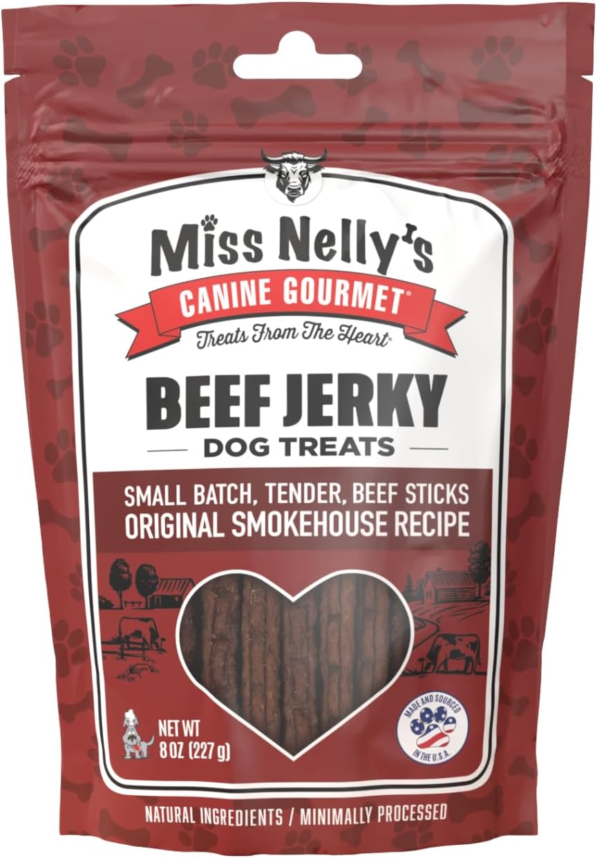 Miss Nelly's- All Natural Beef Jerky Dog Treats Made in USA Only, 16 oz Bag