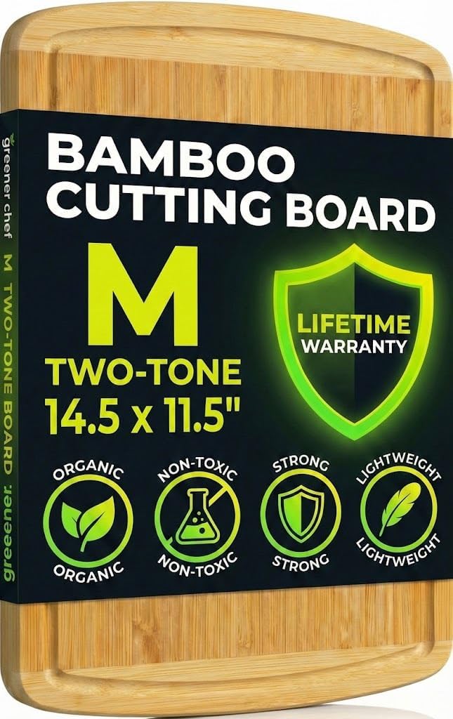 INDESTRUCTABLE Bamboo Cutting Board (Extra Large) with Vertical Grain Strength Technology - Non Toxic, Spacious and Lightweight 18" XL Chopping Board Gift - Replacements for Life