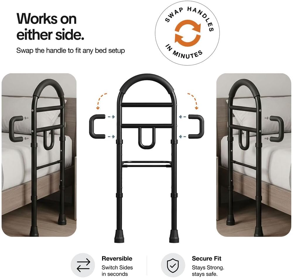 Medical king Bed Rails for Elderly Adults Safety Bed Assist Rails for Seniors with Adjustable Heights ASTM Approved Easy to get in or Out of Bed