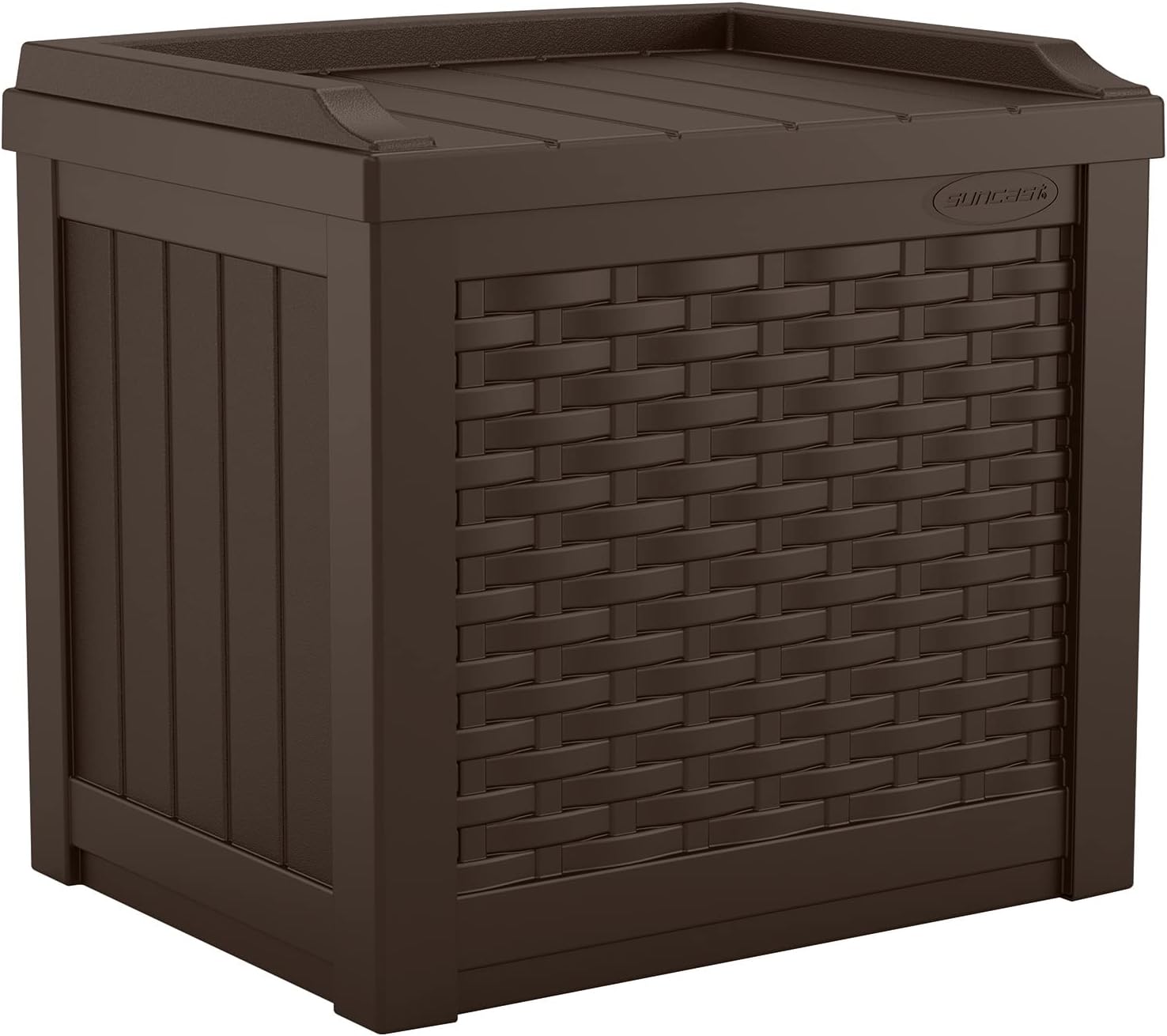 Suncast Outdoor Deck Box - 22 Gallon Java Resin Outdoor Storage Box, Weatherproof Patio Storage Bin Container for Seating & Organizing Cushions