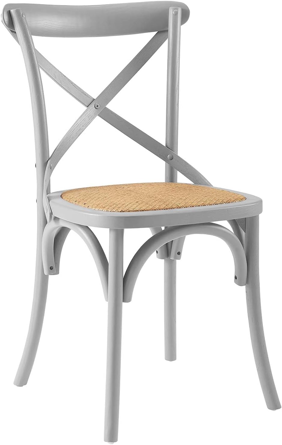 Modway Gear Rustic Modern Farmhouse Elm Wood Rattan Dining Chair in Gray