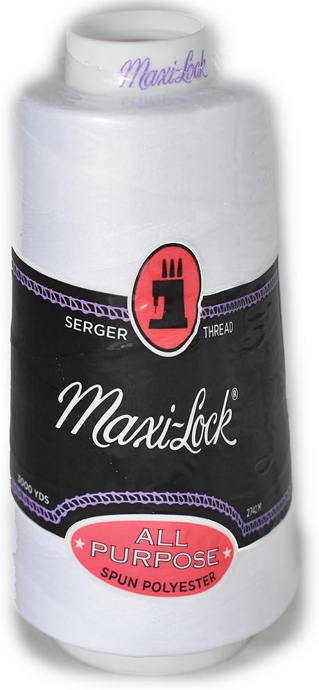 Maxi-Lock White Serger Thread, 3000 Yard Cone by MAXI LOCK
