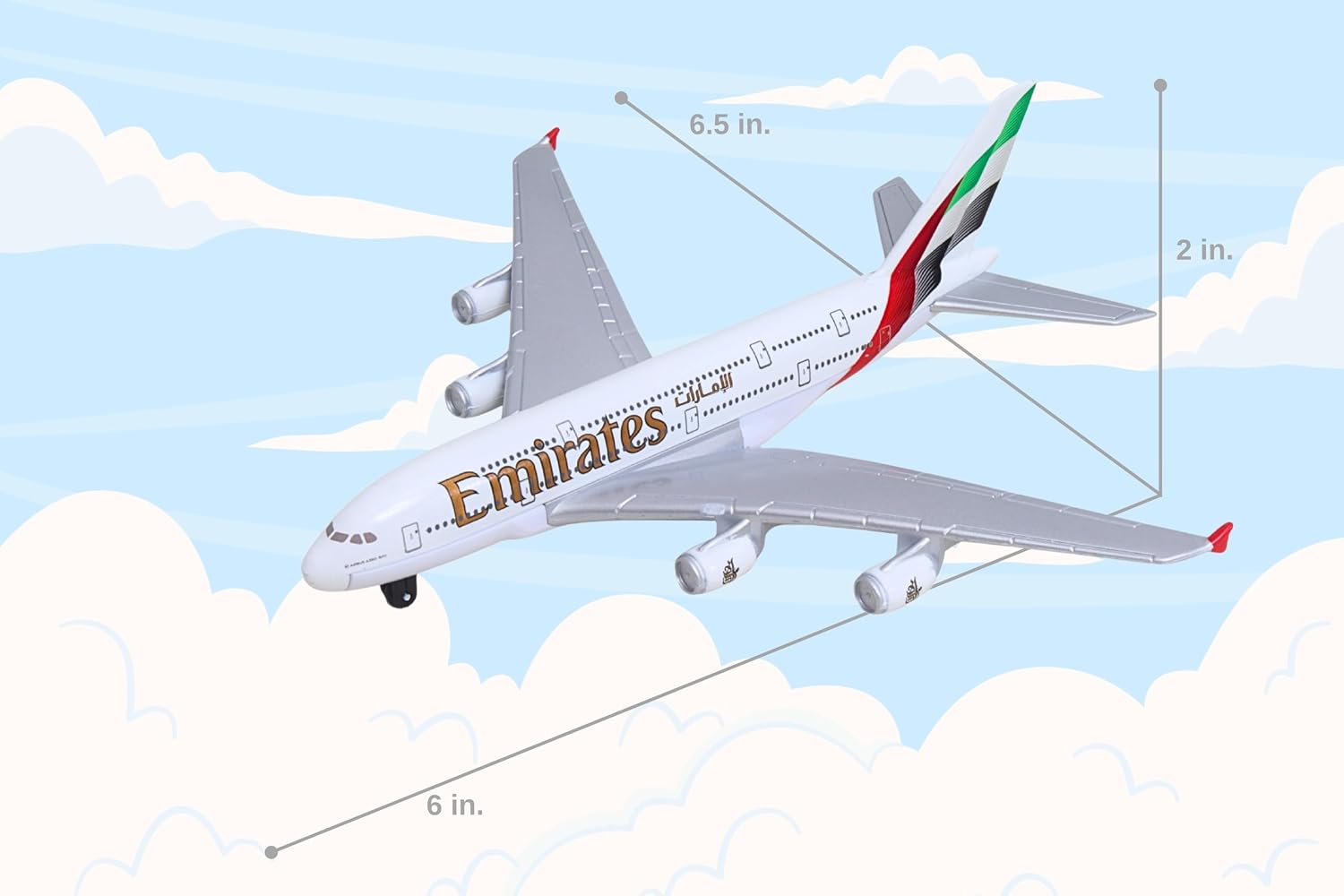 Daron Toy Airplane RT9904 – Emirates A380 – Die-Cast Metal Model Airplane Toy with Plastic Parts for Kids Ages 3+