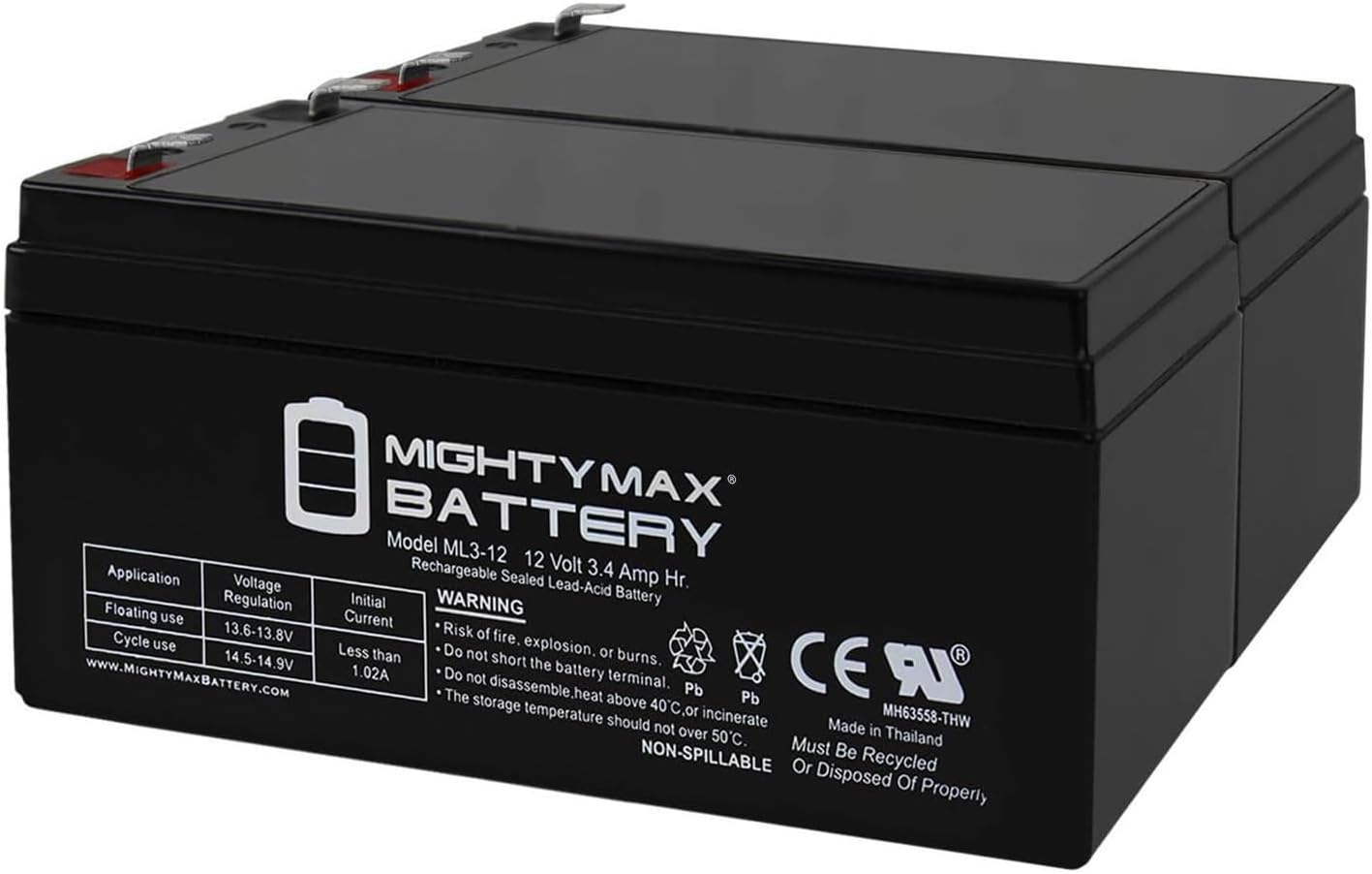 Mighty Max Battery ML3-12 Replacement for Toro Lawn Mower # 106-8397 BATTERY-12V 3.4Ah