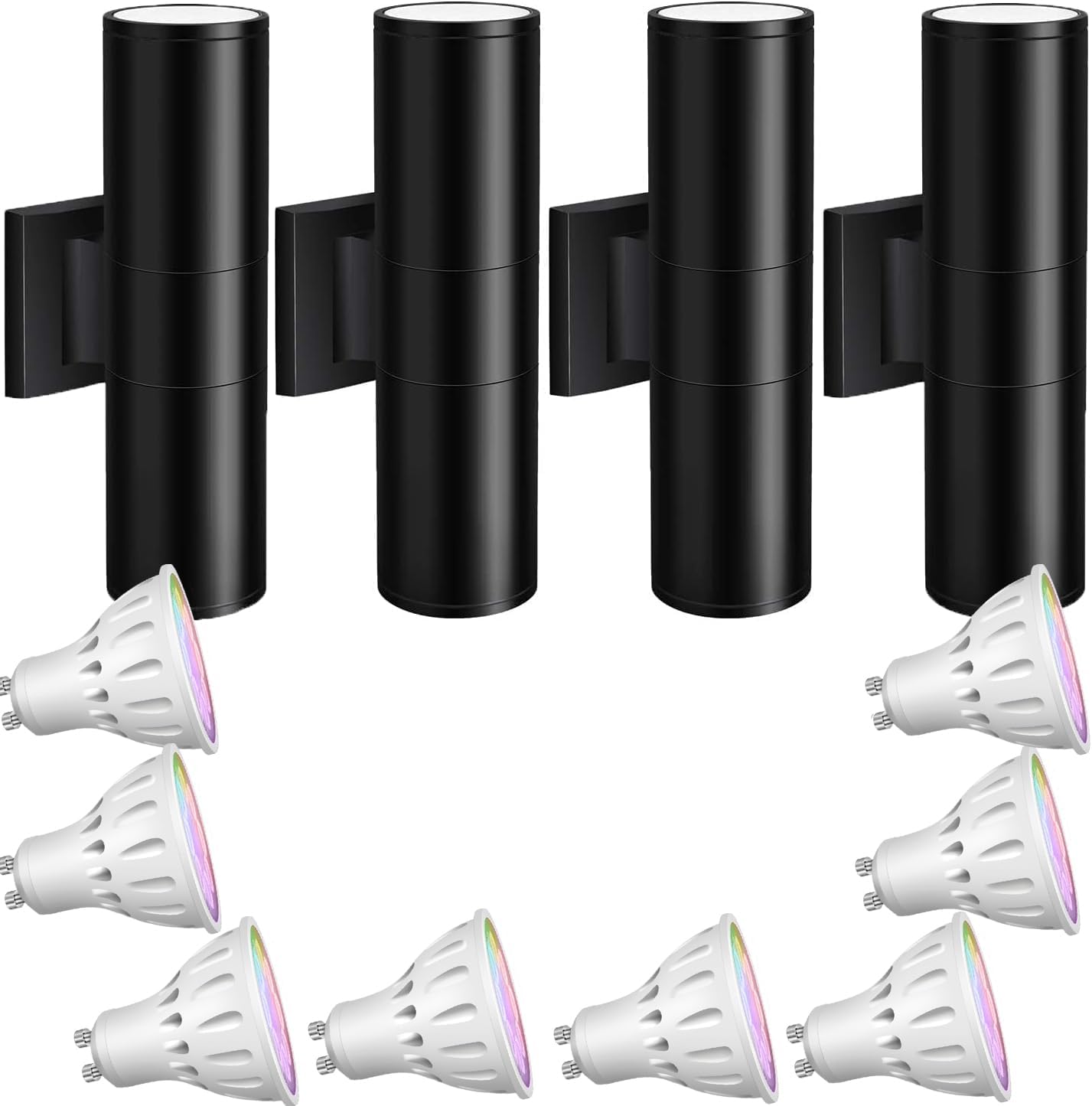 rosykite Outdoor Wall Lights 4 Pack, Dusk to Dawn Sensor Cylinder Sconce