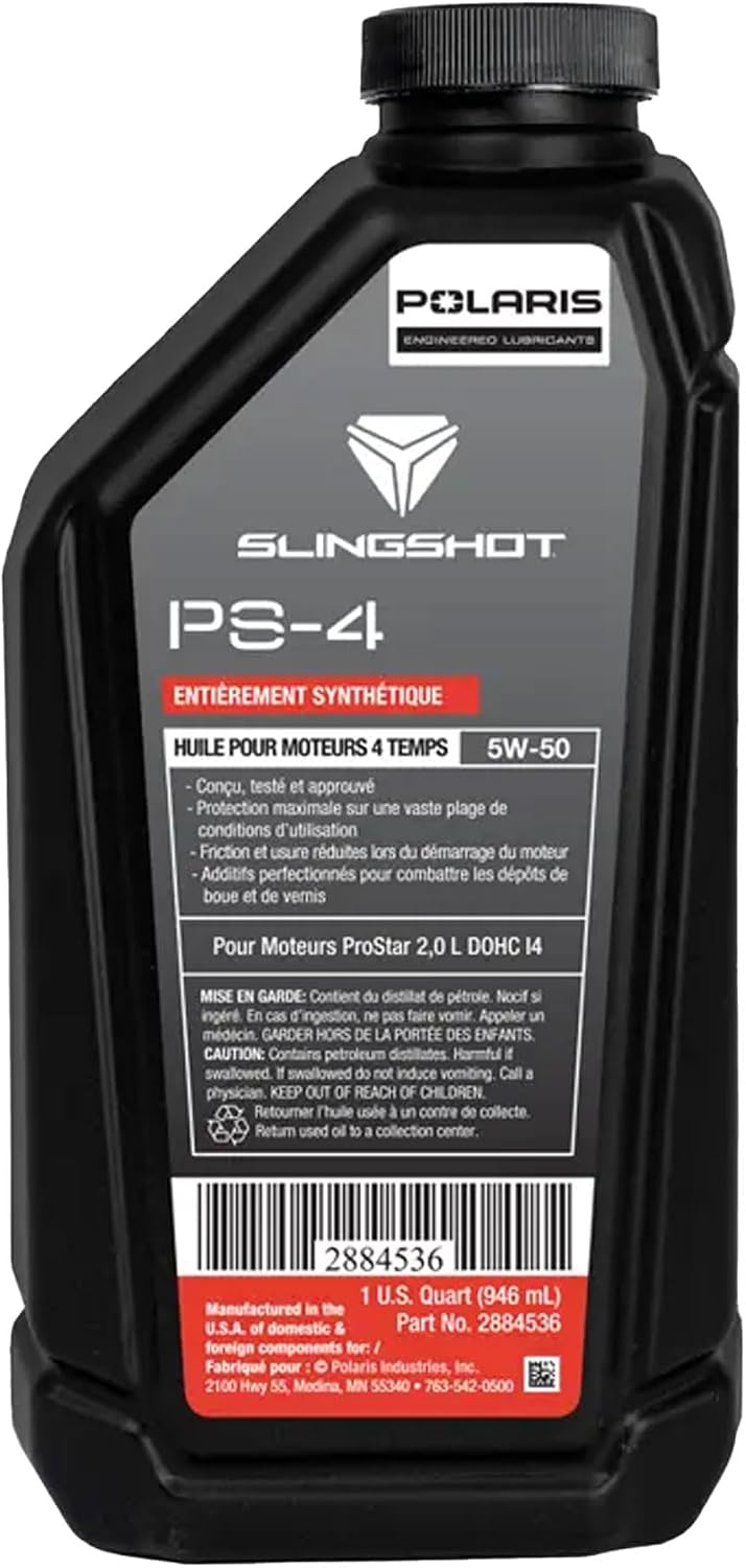 PS-4 Full Synthetic Oil 5W-50 1qt Bottle 2884536 Polaris Slingshot 4-Cycle Engine Oil