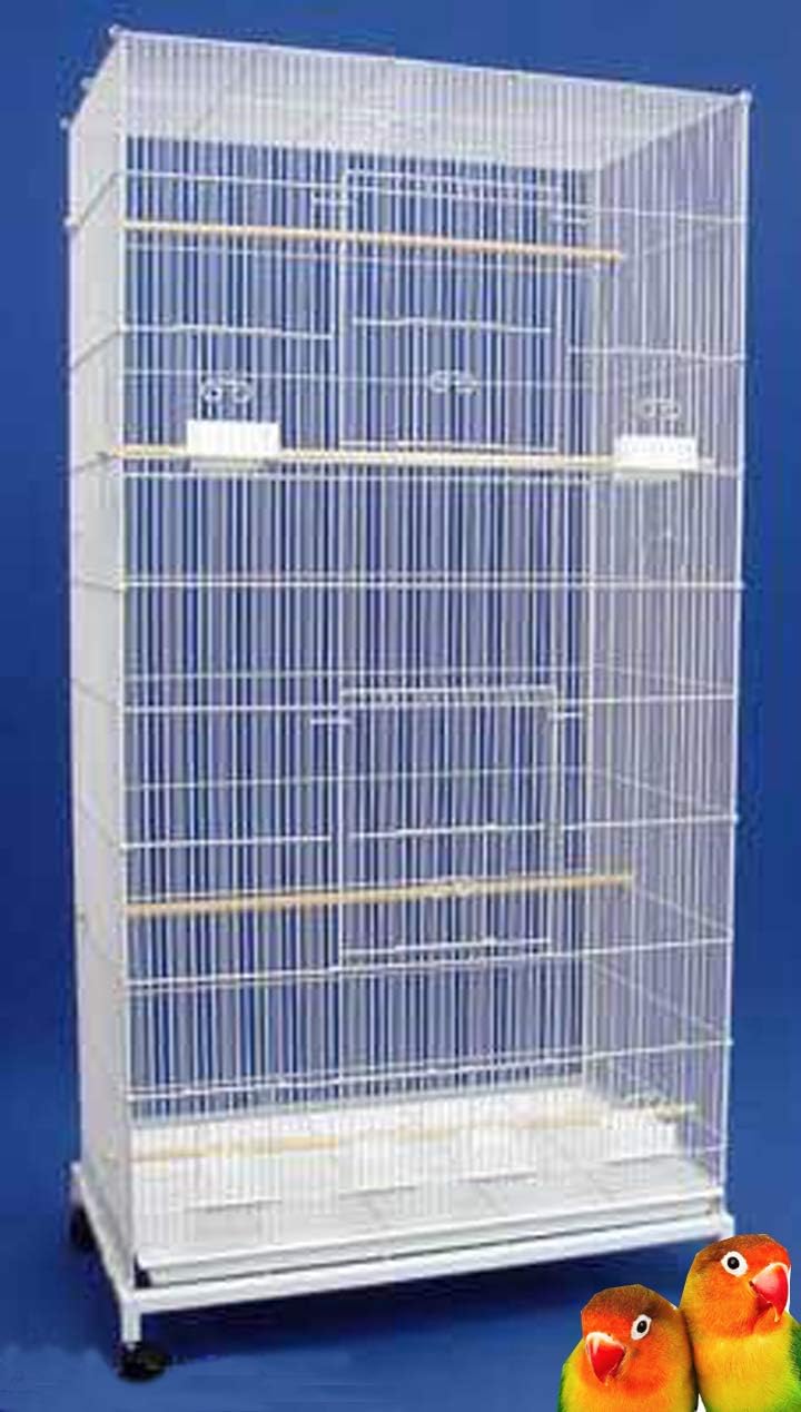 55" X-Large with 3/8-Inch Tight Bar Spacing for Multiple Flight Small Size Bird Aviary Budgie Canary Finches Breeding Home Cage with Removable Rolling Stand