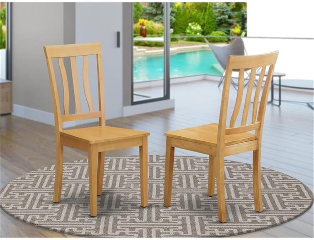 East West Furniture ANC-WHI-W Antique Dining Room Chairs - Slat Back Solid Wood Seat Chairs, Set of 2, Buttermilk & Cherry