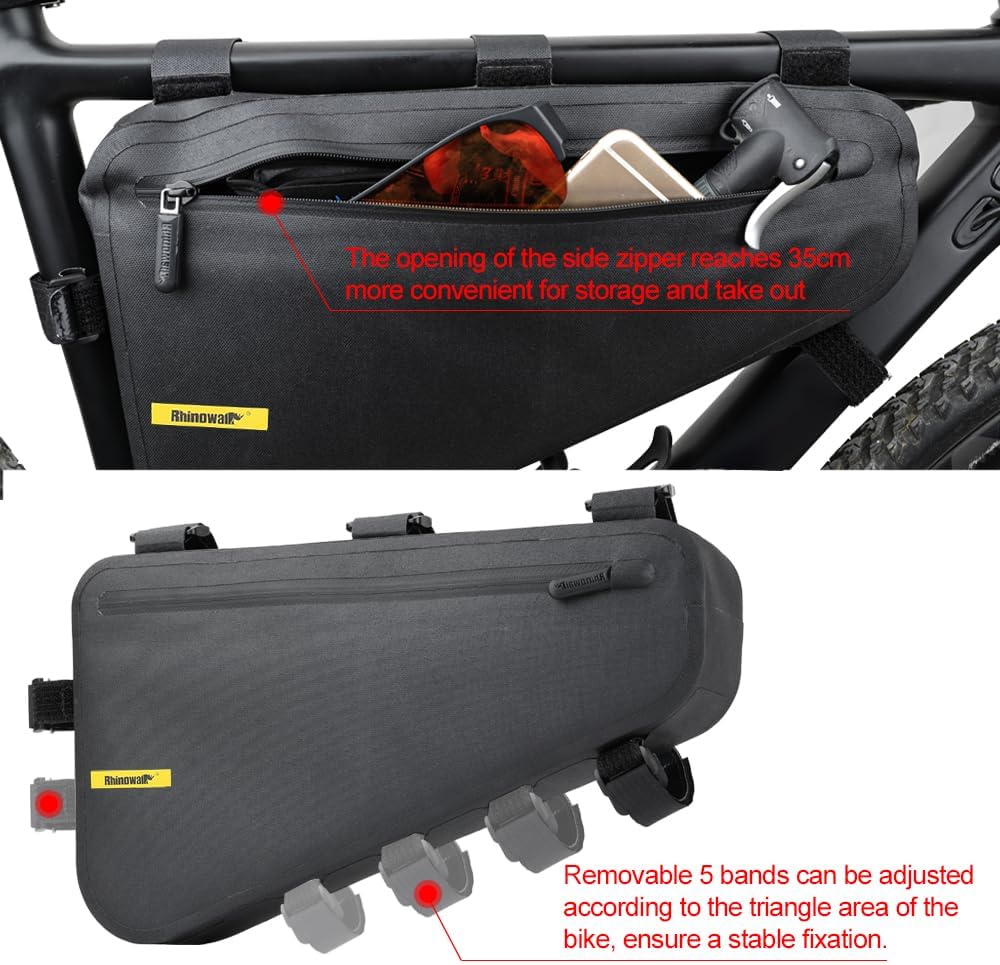 Rhinowalk Bike Frame Bag Bike Triangle Bag Waterproof top Tube Under The Bag, Suitable for Road Mountain Bike Sports, Gravel Bike