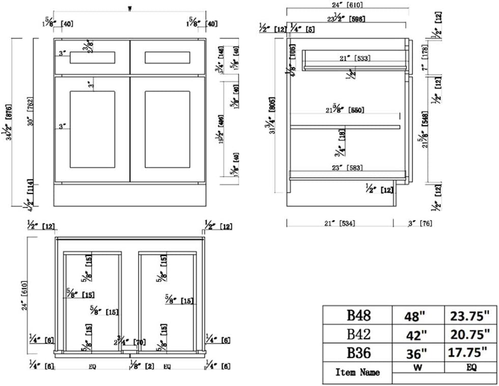 Brookings Shaker Unassembled Base Kitchen Cabinet B18, 18 W x 24 D x 34.5 H, Painted White with Sherwin Williams®, Solid Wood – Design House, 561340 | Adjustable Shelves, Adjustable Hinges, Floor Mount, Contemporary/Modern, Wood, Kitchen, 561340
