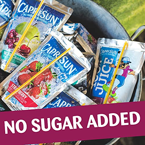 Capri Sun 100% Juice from Concentrate, 10 Pouches Apple Juice, 6 fl oz | for School Lunches and On-the-Go Hydration, All Natural Ingredients, No Artificial Colors, Flavors Or Preservatives