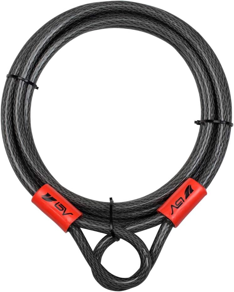 BV 7FT Heavy-Duty Security Cable Lock with Loops – Extra Thick 10mm (3/8") Braided Steel, Cut-Resistant & Weatherproof Wire Cable for Padlock, Gate, Bike, Motorcycle & Outdoor Equipment