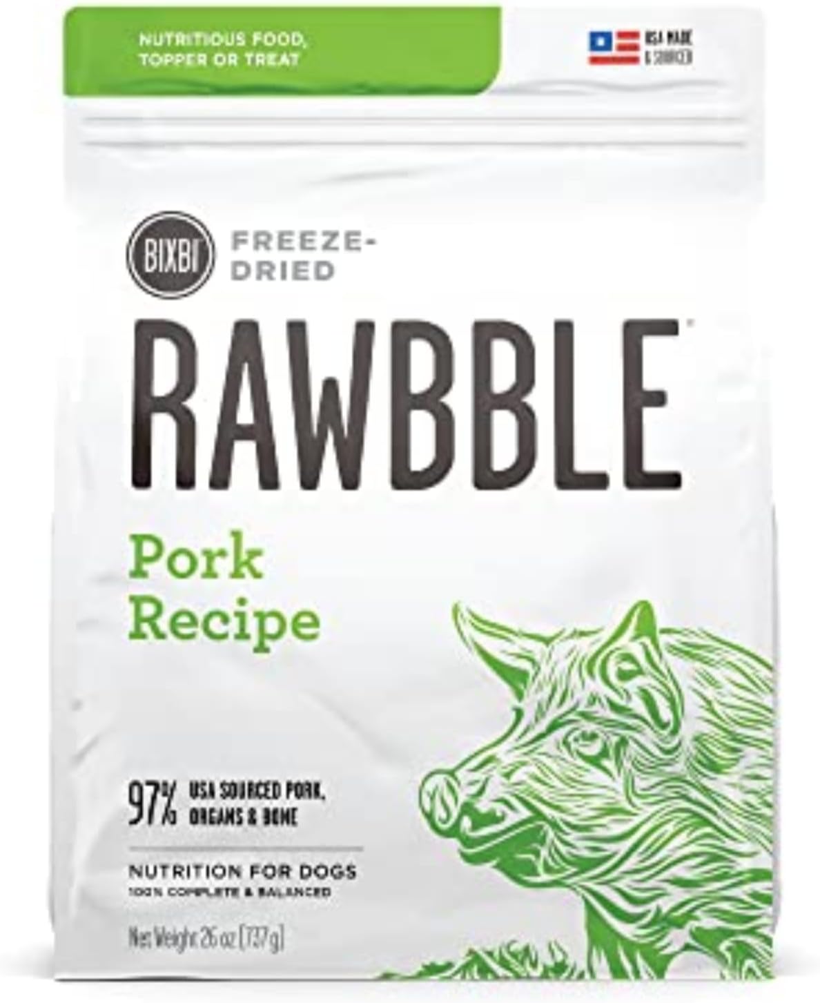 BIXBI Liberty Freeze-Dried Dog Food Topper & Treats, Beef – 98% Meat & Organs, No Refrigeration – USA Made, 26 oz