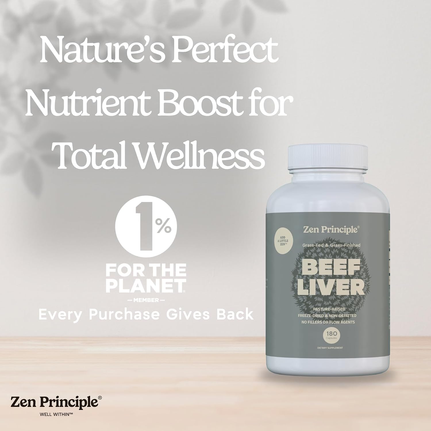 Zen Principle Ultra-Pure Desiccated Beef Liver, Grass-Fed & Finished New Zealand, No Hormones or GMOs, Natural Energy & Workout Support with Iron
