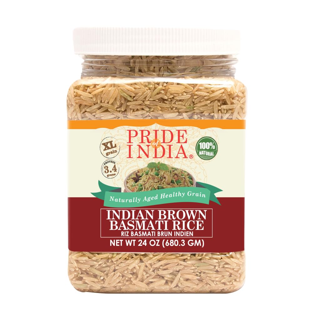 Pride Of India - Extra Long Indian Basmati Rice - Naturally Aged Aromatic Grain, 1.5 Pound Jar