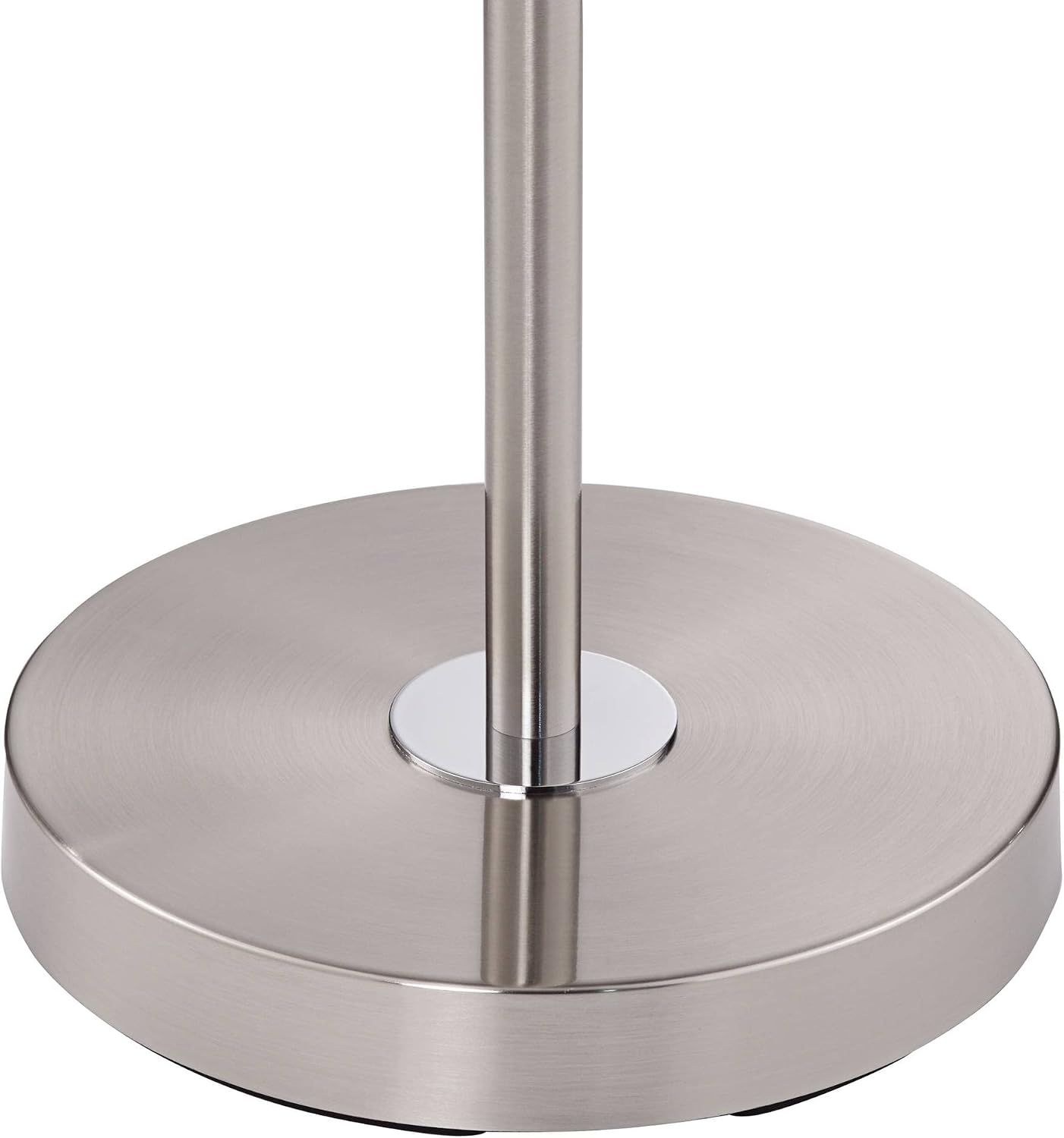 360 Lighting Caper 60 1/2" Tall Nickel Tray Table USB and Outlet Floor Lamp | Modern with AC Power on Glass 5 Satin White Fabric Drum Shade for Living Room Reading House Bedroom