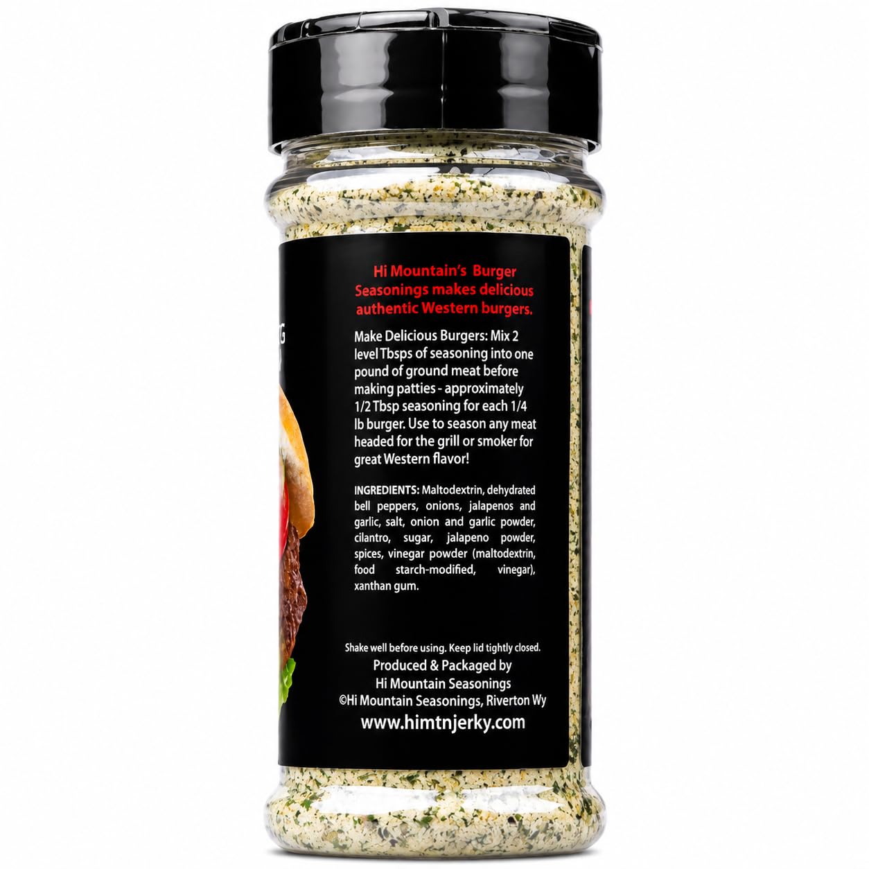 Hi Mountain Hickory Burger Seasoning | Smoked Hamburger Seasoning | Smoked hickory burger seasoning with garlic for rich grilled flavor on beef, turkey, chicken and venison burgers.